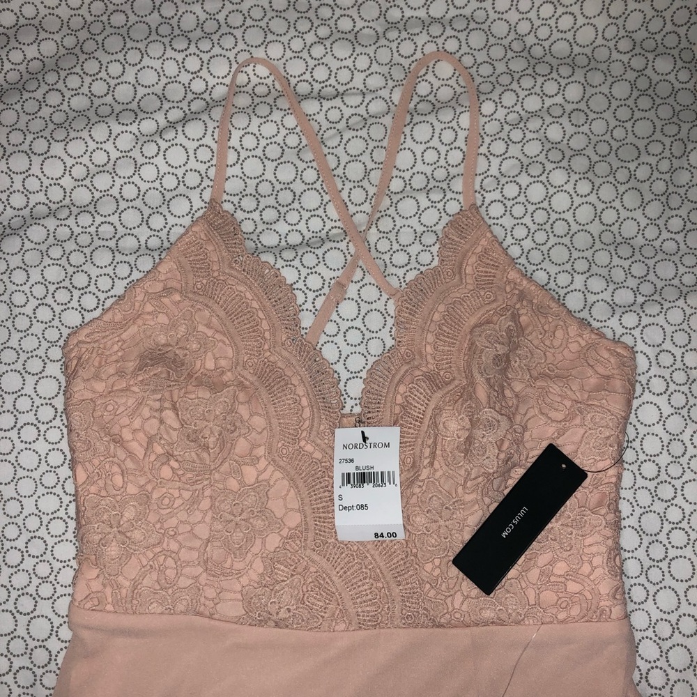 Lulus Madalyn Blush Lace Maxi Dress